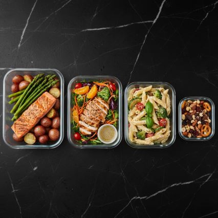 Set med 4 matförvaringsburkar, genomskinliga/mintgröna