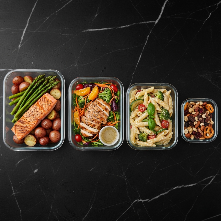 Set med 4 matförvaringsburkar, genomskinliga/mintgröna