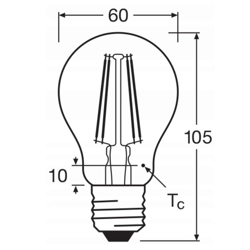 Set med 5 LED-lampor BASE CLASSIC FILAMENT A60 E27/7W/230V 4000K - Osram