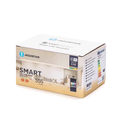 Set med 6 dimbara LED RGBW-lampor GU10/6,5 W/230 V 2700–6500 K Wi‑Fi - Aigostar