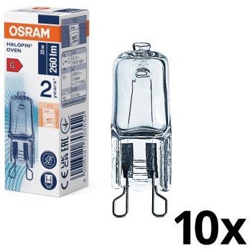 Set om 10 ugnslampor HALOPIN G9/25W/230V/2700K - Osram