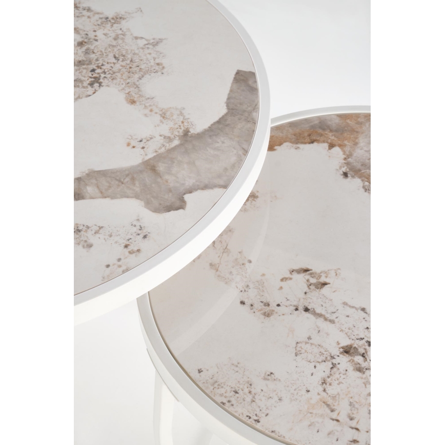 Set om 2 AURORO soffbord, beige/vit