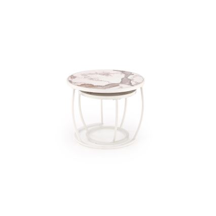 Set om 2 AURORO soffbord, beige/vit