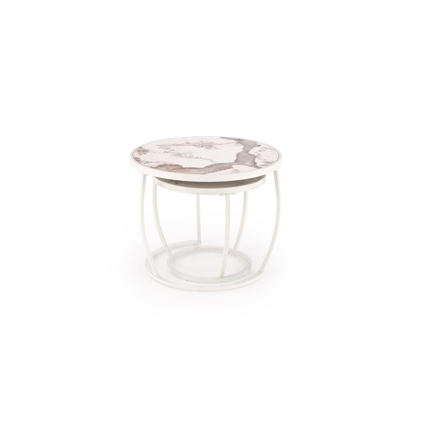 Set om 2 AURORO soffbord, beige/vit