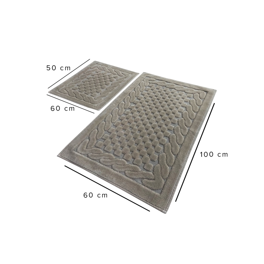 Set om 2 badrumsmattor BAMBI 60 x 100 cm beige