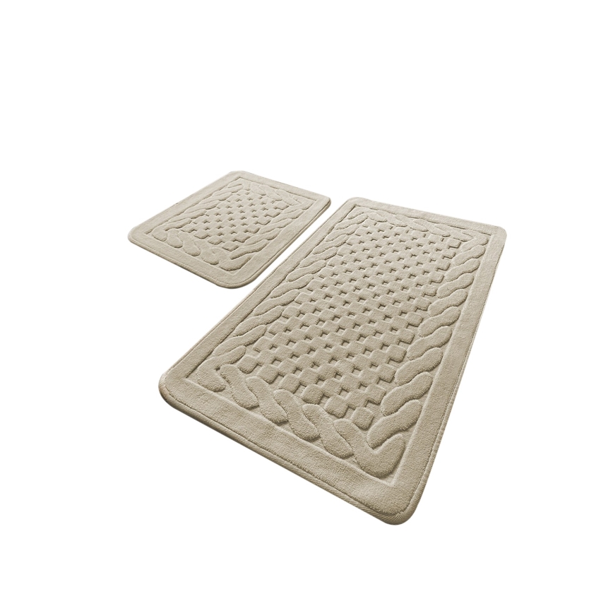 Set om 2 badrumsmattor BAMBI 60 x 100 cm beige