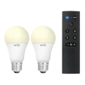 Set om 2 dimbara LED-lampor A60 E27/9W/230V 2700K Wi-Fi + fjärrkontroll - WiZ