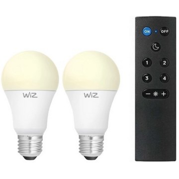 Set om 2 dimbara LED-lampor A60 E27/9W/230V 2700K Wi-Fi + fjärrkontroll - WiZ