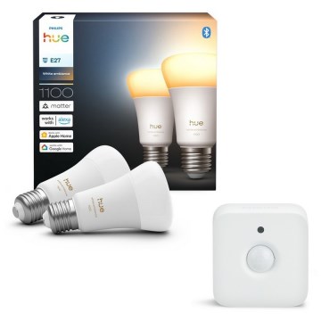 Set om 2 dimbara LED-lampor Philips Hue WHITE AMBIANCE E27/8,1W/230V 1000-20000K + rörelsesensor