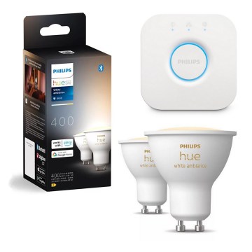 Set om 2 dimbara LED-lampor Philips Hue White Ambiance GU10/4,2W/230V 2200-6500K + Hue Bridge