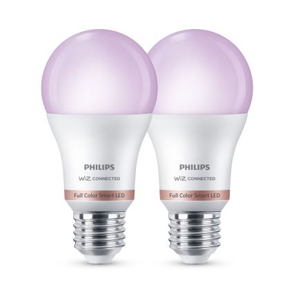 Set med 2 dimbara LED RGB-lampor Philips SMART A60 E27/12,5 W/230 V 2200–6500 K