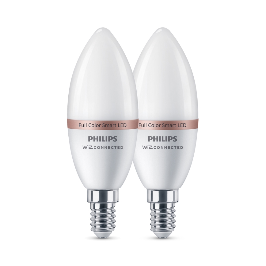 Set om 2 dimbara LED RGB-lampor Philips SMART C37 E14/4,9W/230V 2200-6500K CRI 90