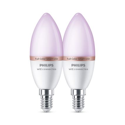 Set om 2 dimbara LED RGB-lampor Philips SMART C37 E14/4,9W/230V 2200-6500K CRI 90