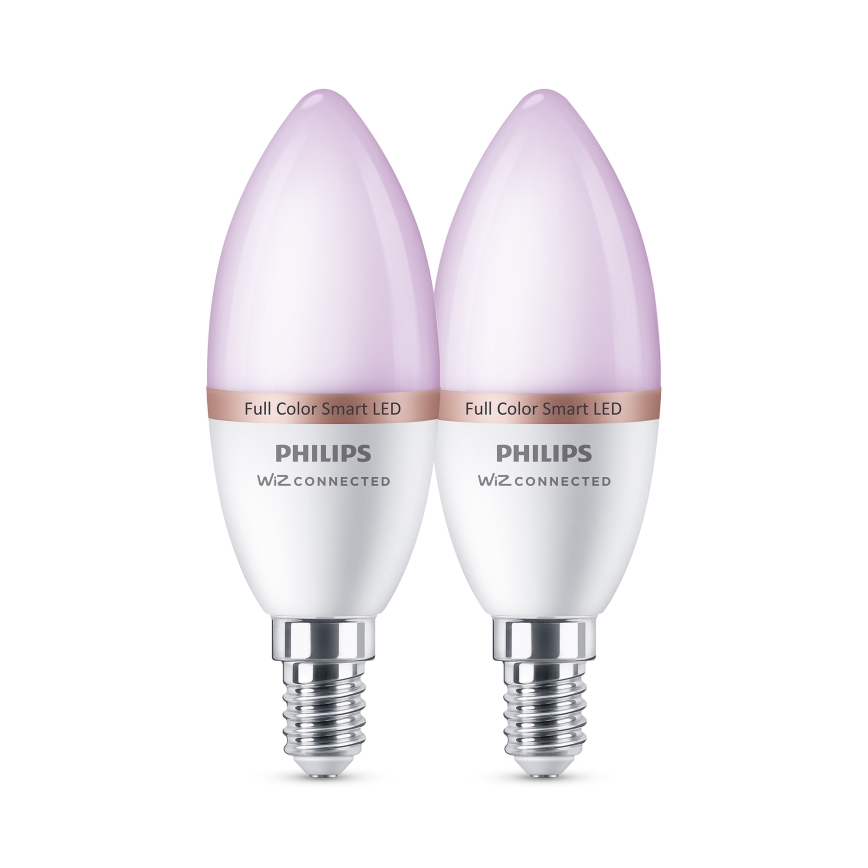 Set om 2 dimbara LED RGB-lampor Philips SMART C37 E14/4,9W/230V 2200-6500K CRI 90