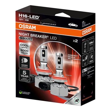 Set om 2 LED-bilampor NIGHT BREAKER SMART H16 PGJ19-3/4W/12V 6000K - Osram