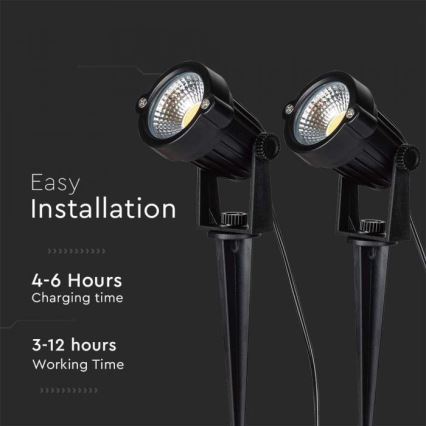 Set om 2 LED-utomhussolcellslampor 2xLED/1,2W/3,7V IP65 3000K 4000 mAh