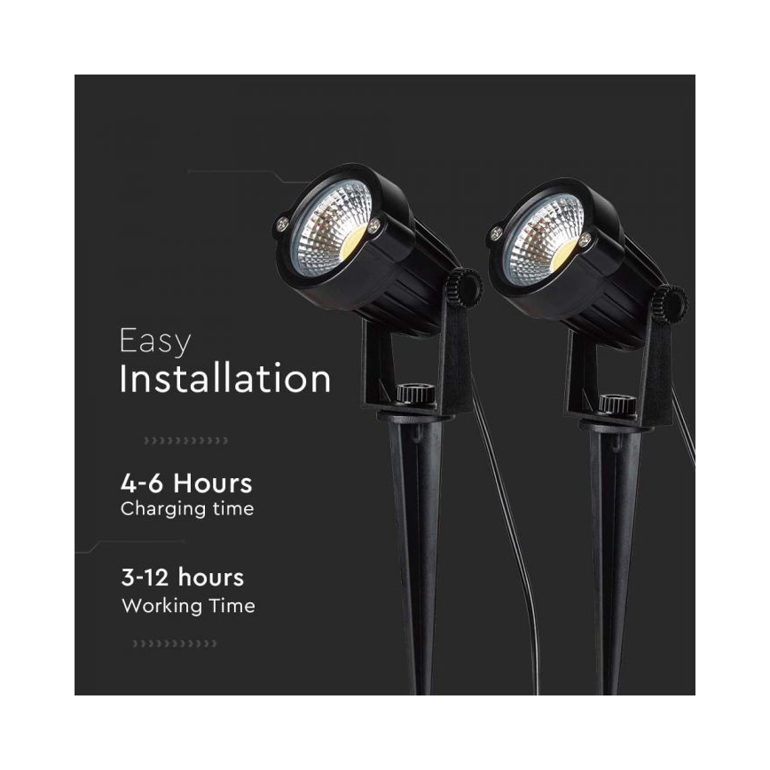 Set om 2 LED-utomhussolcellslampor 2xLED/1,2W/3,7V IP65 3000K 4000 mAh