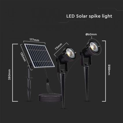 Set om 2 LED-utomhussolcellslampor 2xLED/1,2W/3,7V IP65 3000K 4000 mAh