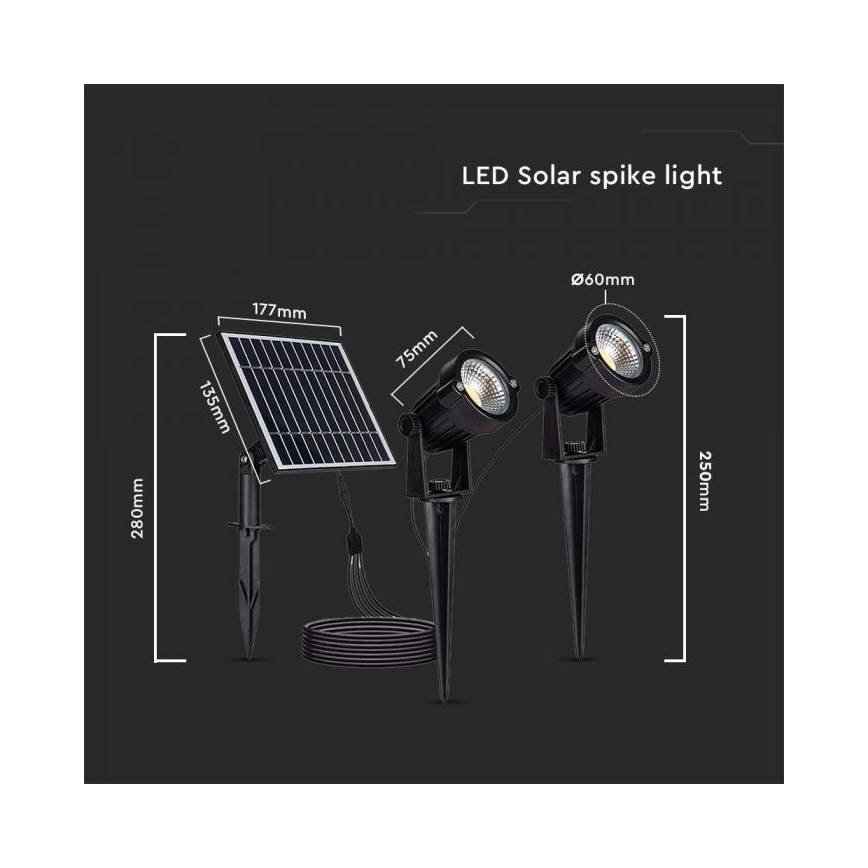Set om 2 LED-utomhussolcellslampor 2xLED/1,2W/3,7V IP65 3000K 4000 mAh