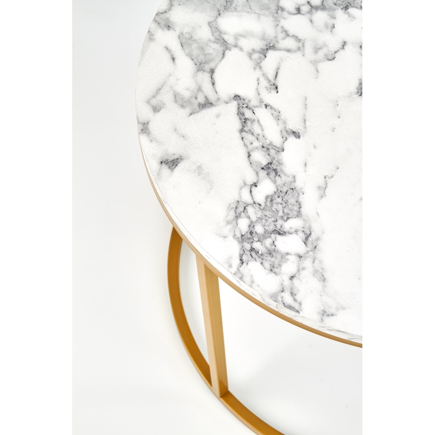 Set om 2 soffbord PACILA, marmordekor/guld