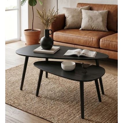 Set om 2 soffbord SOLE 60/80x30/40 cm svart