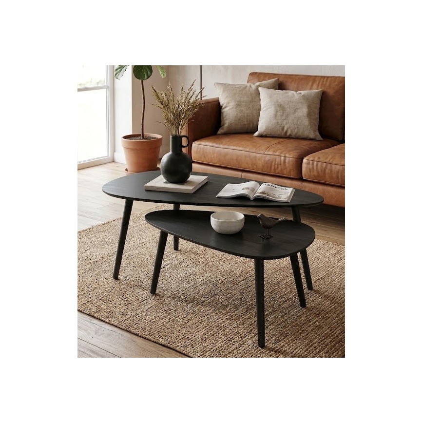 Set om 2 soffbord SOLE 60/80x30/40 cm svart