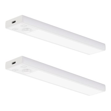 Set om 2 uppladdningsbara LED-belysningar för möbler med rörelse- och skymningssensor VIRO LED/1W/3,7V 800 mAh 3000/4000/6500K 20 cm vit