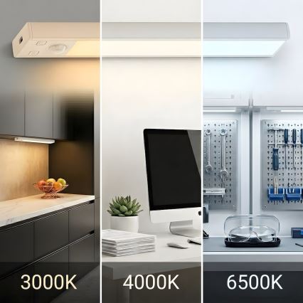 Set om 2 uppladdningsbara LED-belysningar för möbler med rörelse- och skymningssensor VIRO LED/1,2W/3,7V 800 mAh 3000/4000/6500K 30 cm vit