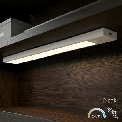 Set om 2 uppladdningsbara LED-belysningar för möbler med rörelse- och skymningssensor VIRO LED/1,2W/3,7V 800 mAh 3000/4000/6500K 30 cm vit