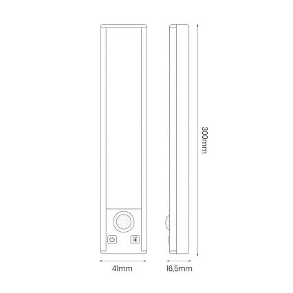 Set om 2 uppladdningsbara LED-belysningar för möbler med rörelse- och skymningssensor VIRO LED/1,2W/3,7V 800 mAh 3000/4000/6500K 30 cm vit