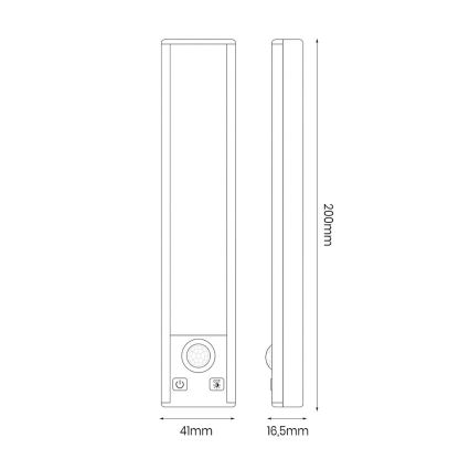 Set om 2 uppladdningsbara LED-möbellampor med rörelse- och skymningssensor VIRO LED/1W/3,7V 800 mAh 3000/4000/6500K 20 cm svart