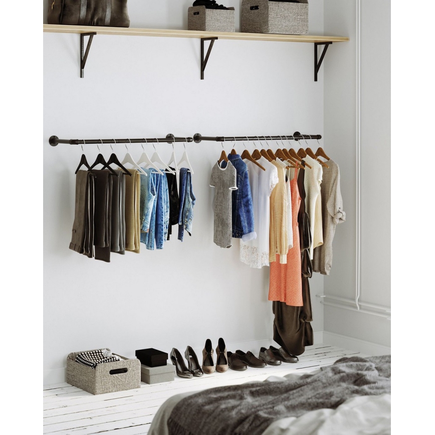 Set om 2 väggmonterade hängare för galgar LINEA, svart