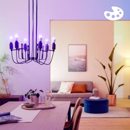 Set om 3 RGB-dimbara LED-lampor Philips SMART C37 E14/4,9W/230V 2200-6500K CRI 90