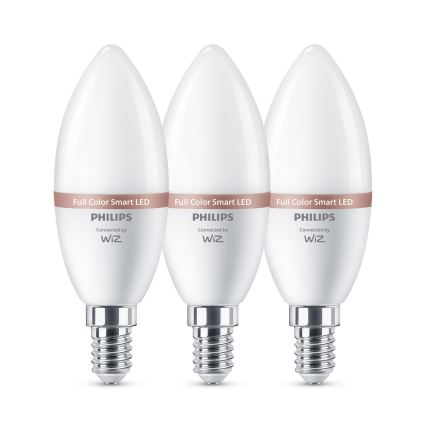 Set om 3 RGB-dimbara LED-lampor Philips SMART C37 E14/4,9W/230V 2200-6500K CRI 90