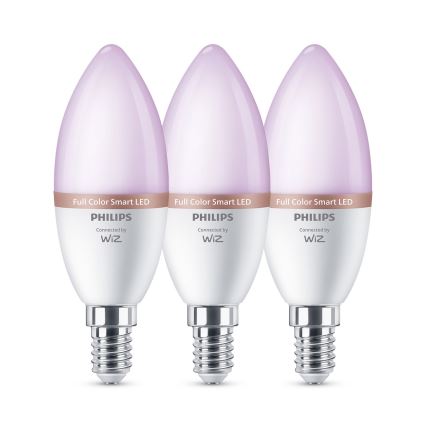 Set om 3 RGB-dimbara LED-lampor Philips SMART C37 E14/4,9W/230V 2200-6500K CRI 90
