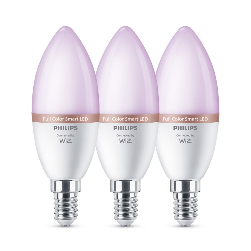 Set om 3 RGB-dimbara LED-lampor Philips SMART C37 E14/4,9W/230V 2200-6500K CRI 90