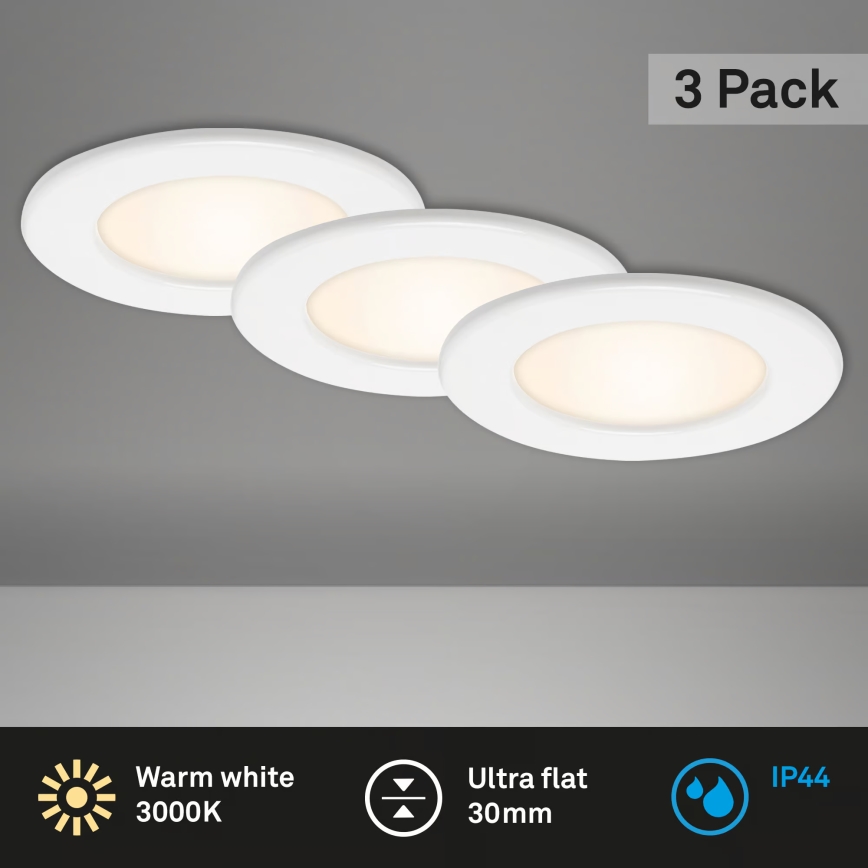 Set om 3 LED-infällda badrumslampor LED/6W/230V 3000K IP44 vit