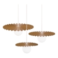 Set om 3 pendellampor SUNPLISS på vajer 1xG9/10W/230V guld/krämfärgad