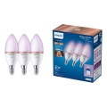 Set om 3 RGB-dimbara LED-lampor Philips SMART C37 E14/4,9W/230V 2200-6500K CRI 90