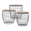 Set om 3 soffbord BRISO Ø 31/38/42,5 cm brun/svart