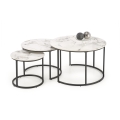 Set om 3 soffbord COMORO, vit/svart