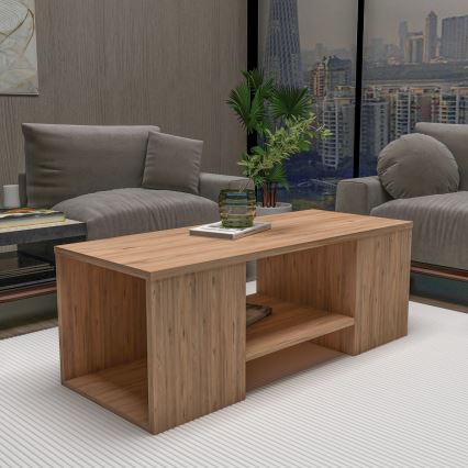 Set om 3 soffbord SOLIS 45/45/100x30/30/40 cm beige/gran