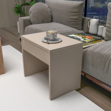 Set om 3 soffbord SOLIS 45/45/100x30/30/40 cm beige/gran