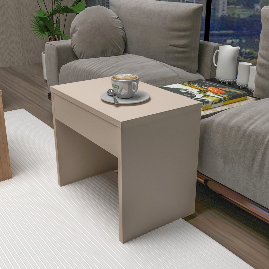 Set om 3 soffbord SOLIS 45/45/100x30/30/40 cm beige/gran