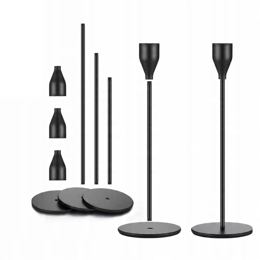 Set om 3 svarta ljusstakar