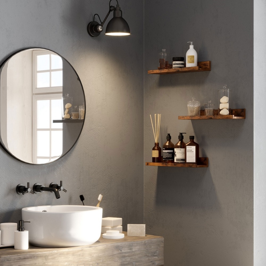 Set om 3 vägghyllor SHELFY 38x5x10 cm, brun