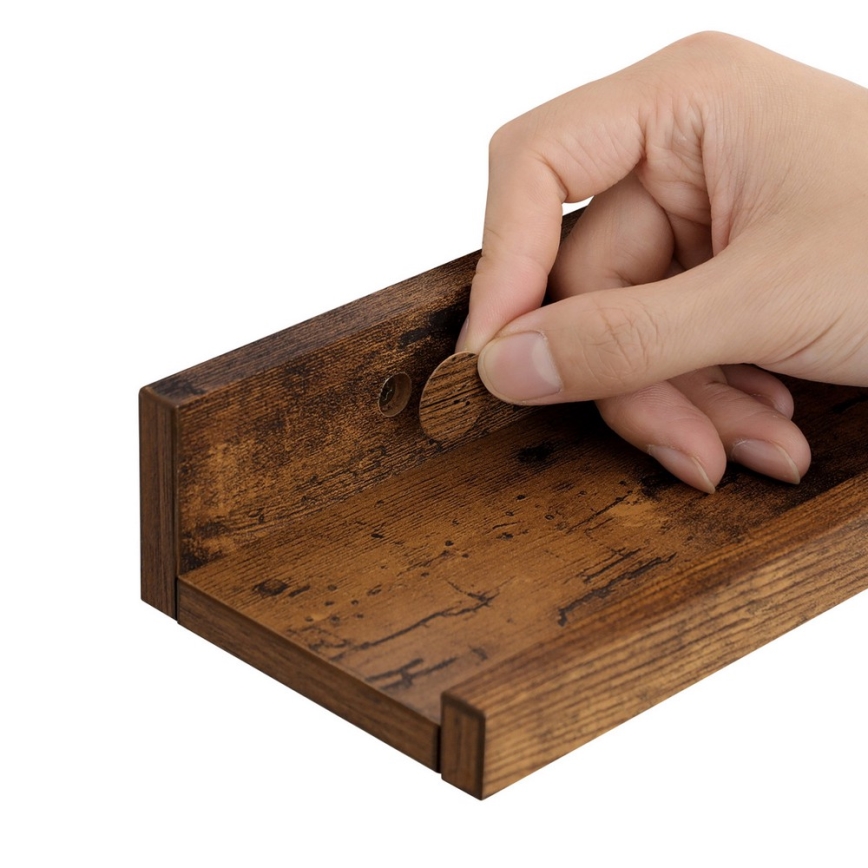 Set om 3 vägghyllor SHELFY 38x5x10 cm, brun