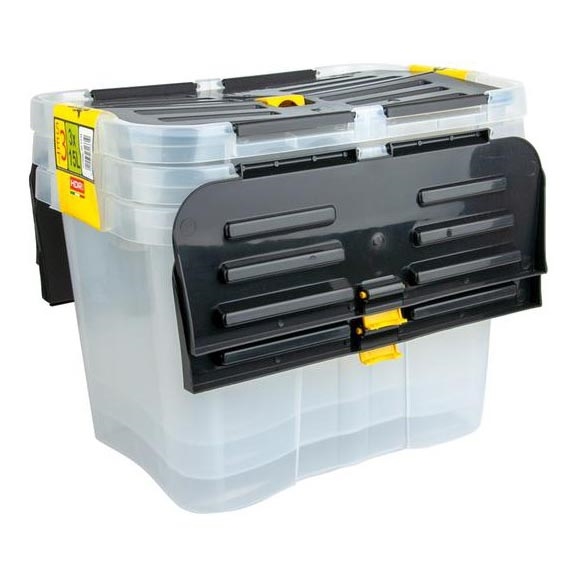 SET OM 3x Förvaringsbox DRAGON 15 l svart/genomskinlig