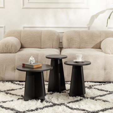 SET OM 3x LUME sidobord Ø 28/33/43 cm svart