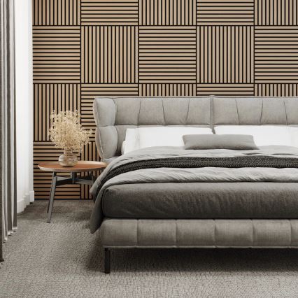 Set om 4 akustiska väggpaneler DANVIKEN 60x60 cm, ek